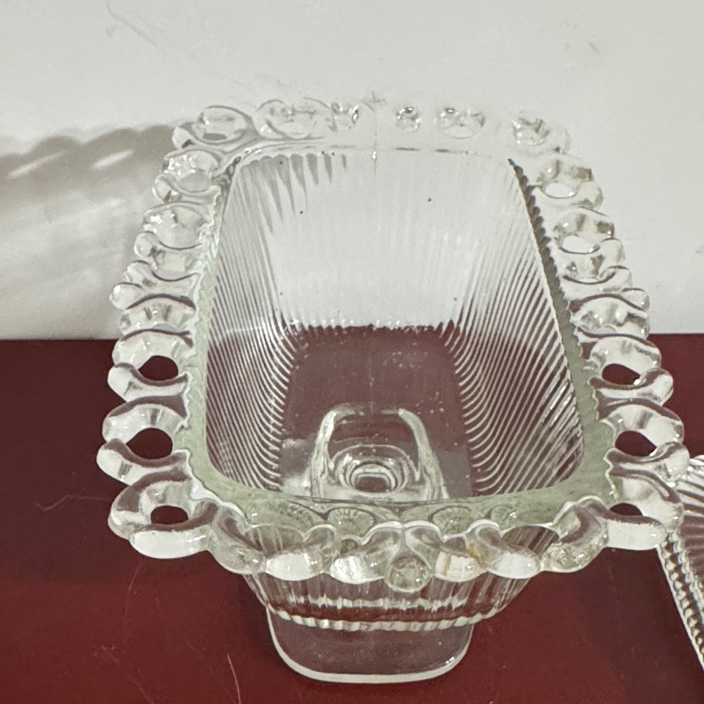 1950’s Indiana Glass Co. Clear Glass Footed Candy Dish With Lid - Picture 5 of 7
